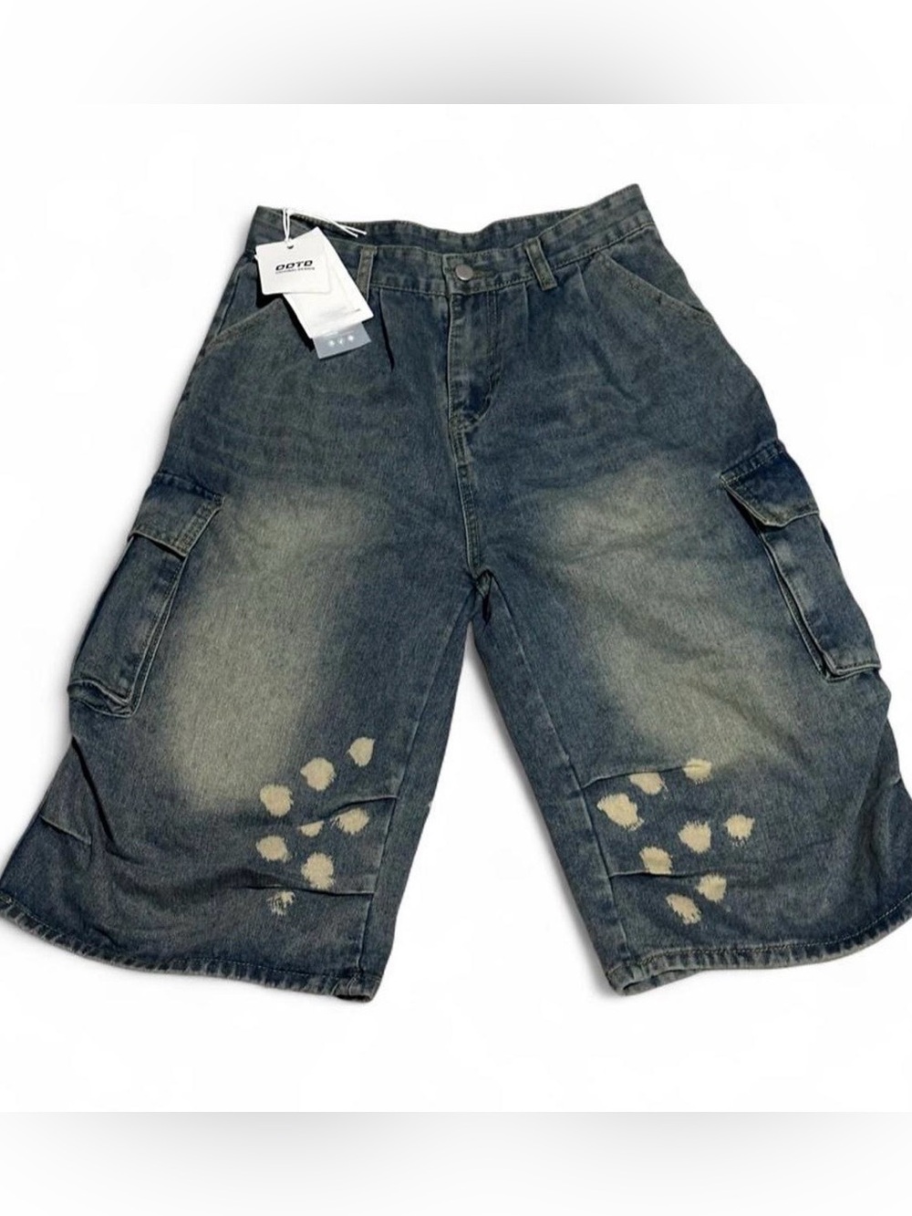 Men's Cargo Denim Jean Shorts in Washed Black - Unbranded